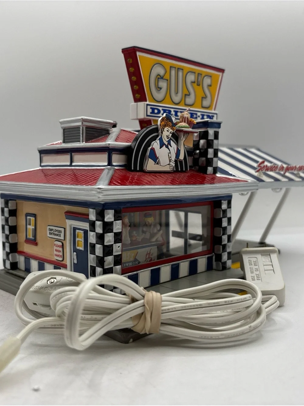 Department 56 2001 Vintage Original Snow Village Gus’s Drive-In Set Of 7 55067